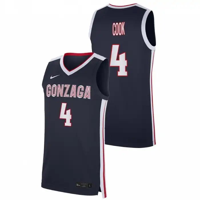 Men's Gonzaga Bulldogs Aaron Cook #4 Navy 2021 Replica College Basketball Jersey