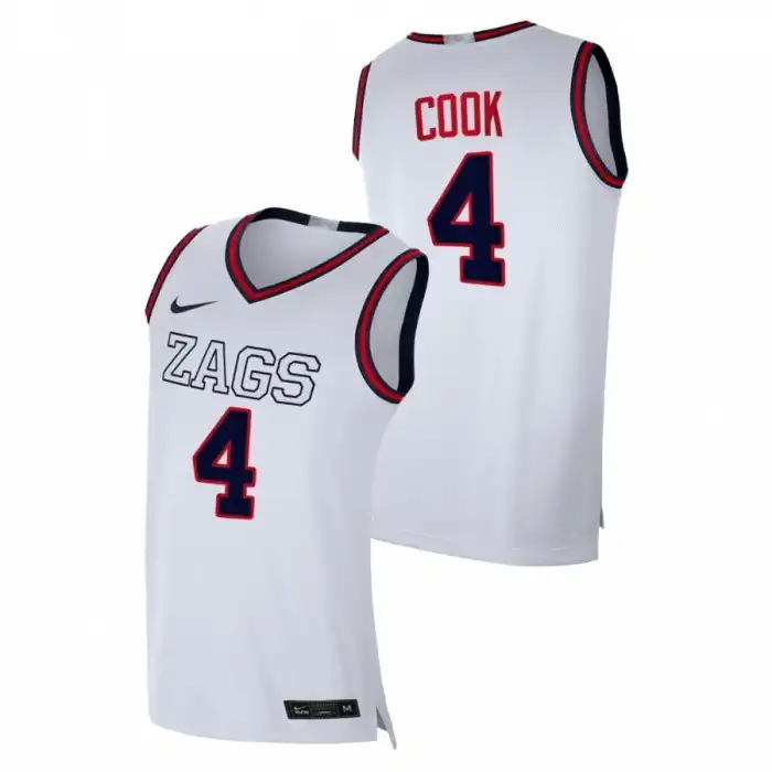 Men's Gonzaga Bulldogs Aaron Cook #4 White 2021 Swingman College Basketball Jersey