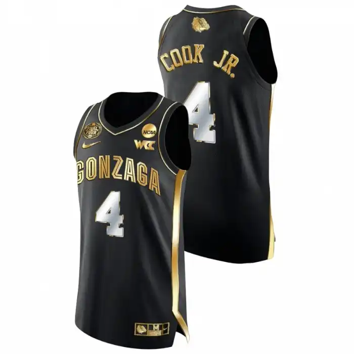 Men's Gonzaga Bulldogs Aaron Cook Jr. #4 2021 March Madness Final Four Black Authentic Golden College Basketball Jersey