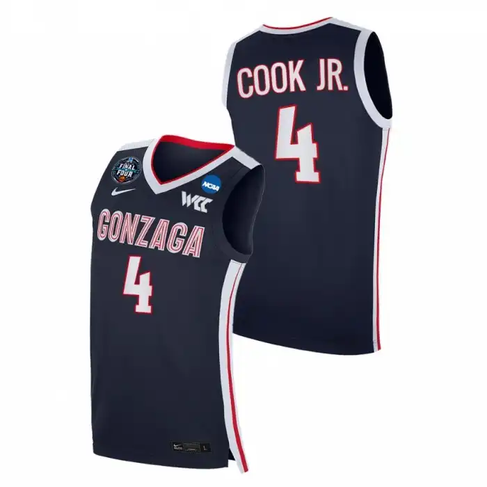 Men's Gonzaga Bulldogs Aaron Cook Jr. #4 2021 March Madness Final Four WCC Navy College Basketball Jersey