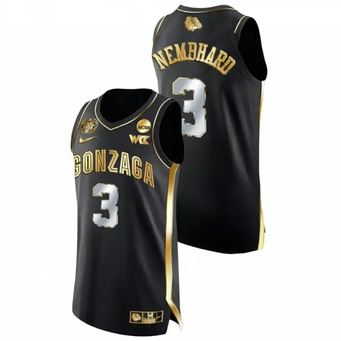 Men's Gonzaga Bulldogs Andrew Nembhard #3 2021 March Madness Final Four Black Authentic Golden College Basketball Jersey