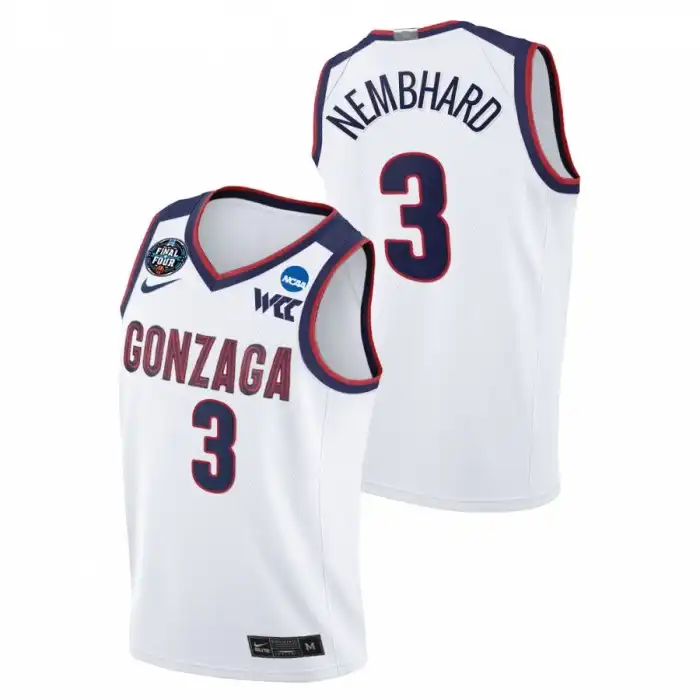 Men's Gonzaga Bulldogs Andrew Nembhard #3 2021 March Madness Final Four WCC White College Basketball Jersey