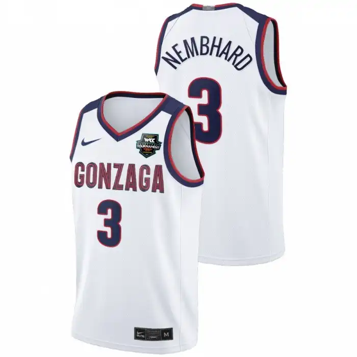 Men's Gonzaga Bulldogs Andrew Nembhard #3 Limited White Conference Tournament Champions 2021 WCC Mens College Basketball Jersey