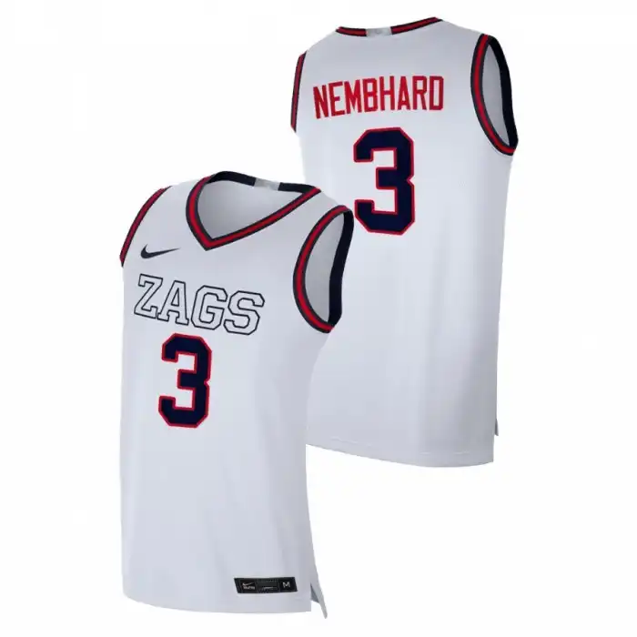 Men's Gonzaga Bulldogs Andrew Nembhard #3 White 2020-21 Replica College Basketball Jersey