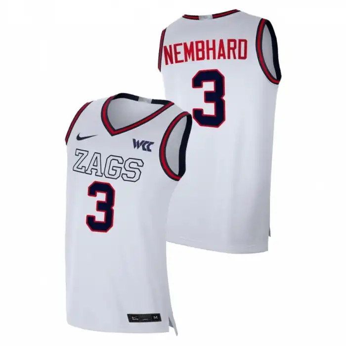 Men's Gonzaga Bulldogs Andrew Nembhard #3 White 2021-22 Replica College Basketball Jersey