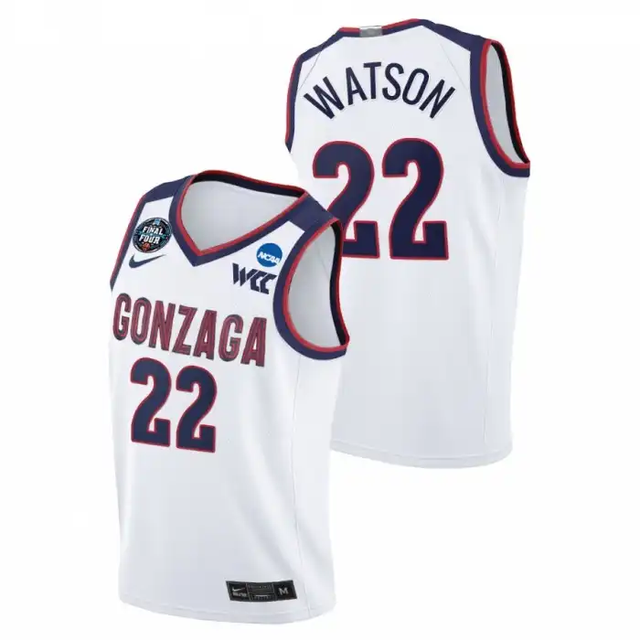 Men's Gonzaga Bulldogs Anton Watson #22 2021 March Madness Final Four WCC White College Basketball Jersey