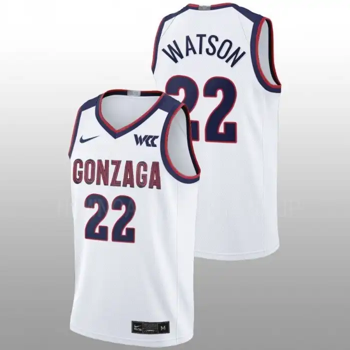 Men's Gonzaga Bulldogs Anton Watson #22 2022-23 White College Basketball Jersey