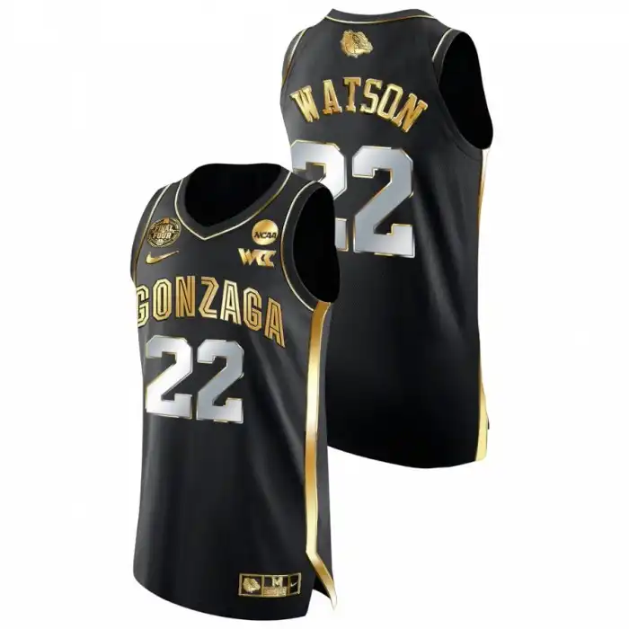 Men's Gonzaga Bulldogs Anton Watson #22 Black Golden Edition 2021-22 Authentic College Basketball Jersey