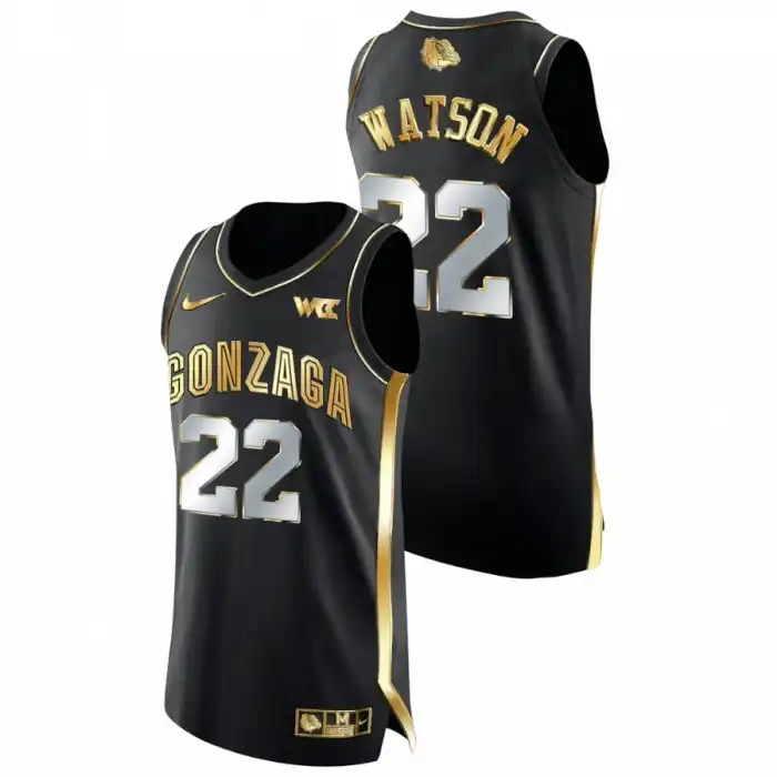 Men's Gonzaga Bulldogs Anton Watson #22 Black Golden Edition College Basketball Jersey