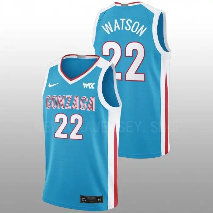 Men's Gonzaga Bulldogs Anton Watson #22 Blue 2022-23 N7 College Basketball Jersey