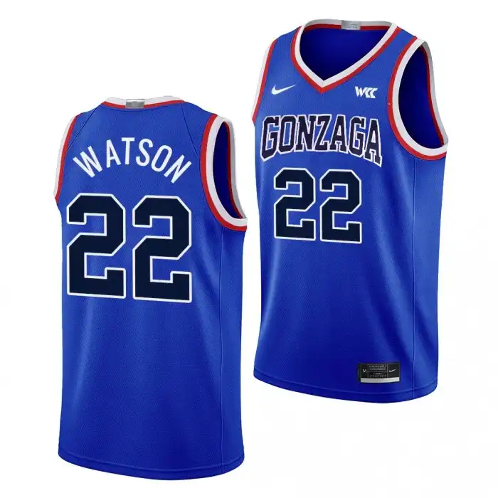 Men's Gonzaga Bulldogs Anton Watson #22 Limited Throwback Blue uniform 2023-24 College Basketball Jersey