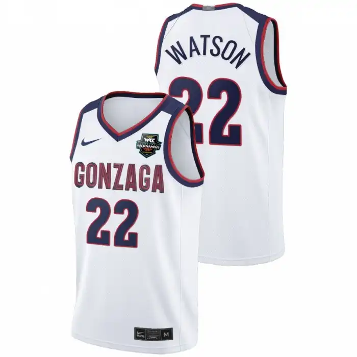 Men's Gonzaga Bulldogs Anton Watson #22 Limited White Conference Tournament Champions 2021 WCC Mens College Basketball Jersey