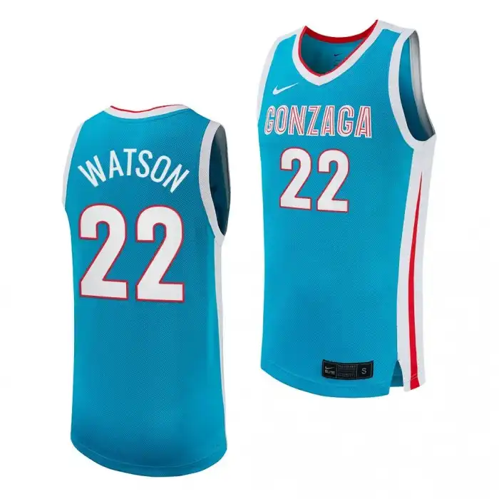 Men's Gonzaga Bulldogs Anton Watson #22 uniform Turquoise Replica 2023-24 College Basketball Jersey