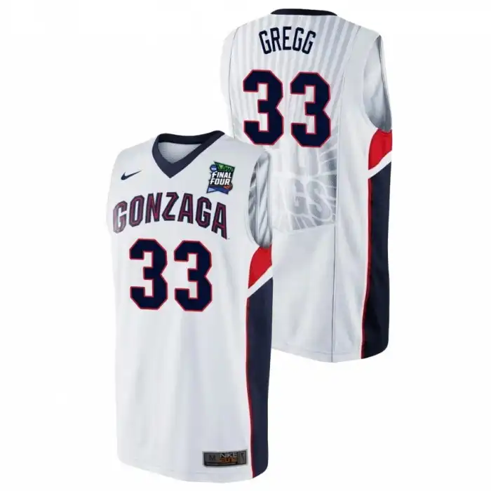 Men's Gonzaga Bulldogs Ben Gregg #33 2021 Final Four White College Basketball Jersey