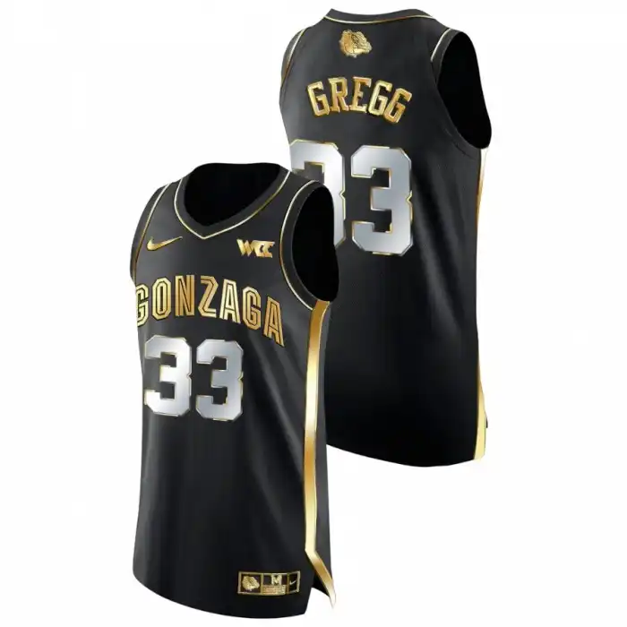 Men's Gonzaga Bulldogs Ben Gregg #33 Black Golden Edition College Basketball Jersey