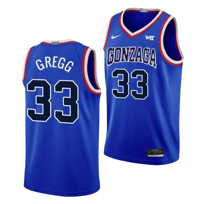 Men's Gonzaga Bulldogs Ben Gregg #33 Limited Throwback Blue uniform 2023-24 College Basketball Jersey