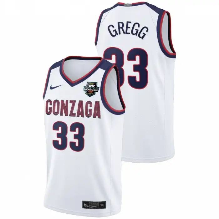 Men's Gonzaga Bulldogs Ben Gregg #33 Limited White Conference Tournament Champions 2021 WCC Mens College Basketball Jersey