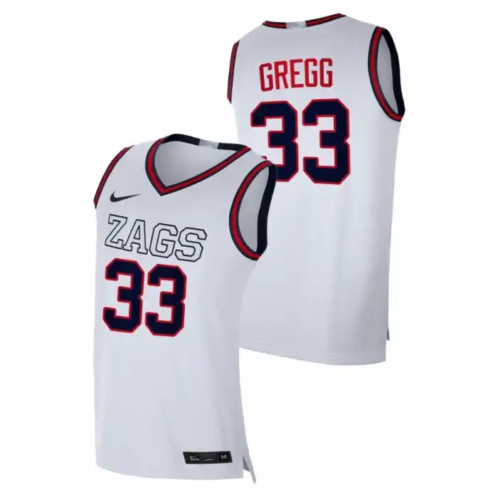 Men's Gonzaga Bulldogs Ben Gregg #33 White 2021 Swingman College Basketball Jersey