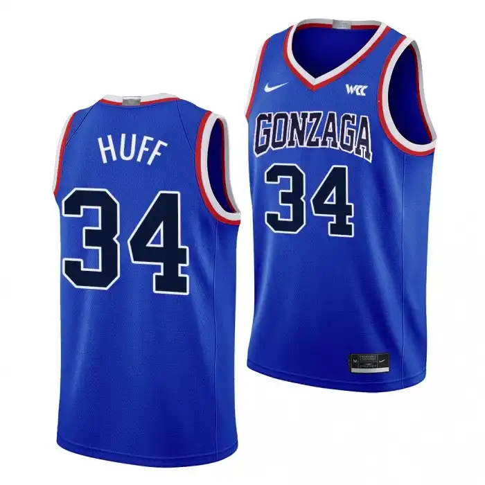 Men's Gonzaga Bulldogs Braden Huff #34 Limited Throwback Blue uniform 2023-24 College Basketball Jersey