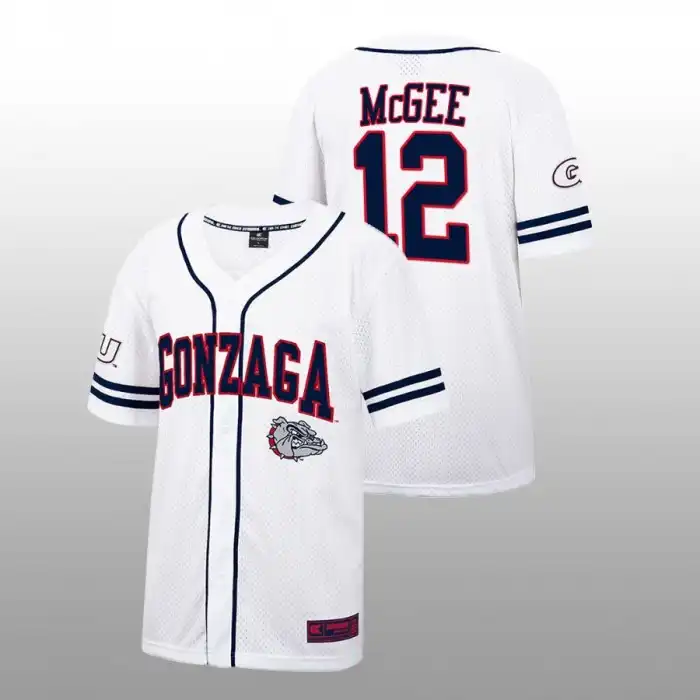 Men's Gonzaga Bulldogs Cade McGee #12 Free Spirited White College Baseball Jersey