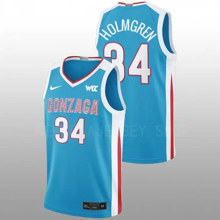 Men's Gonzaga Bulldogs Chet Holmgren #34 Alumni Blue College Basketball Jersey