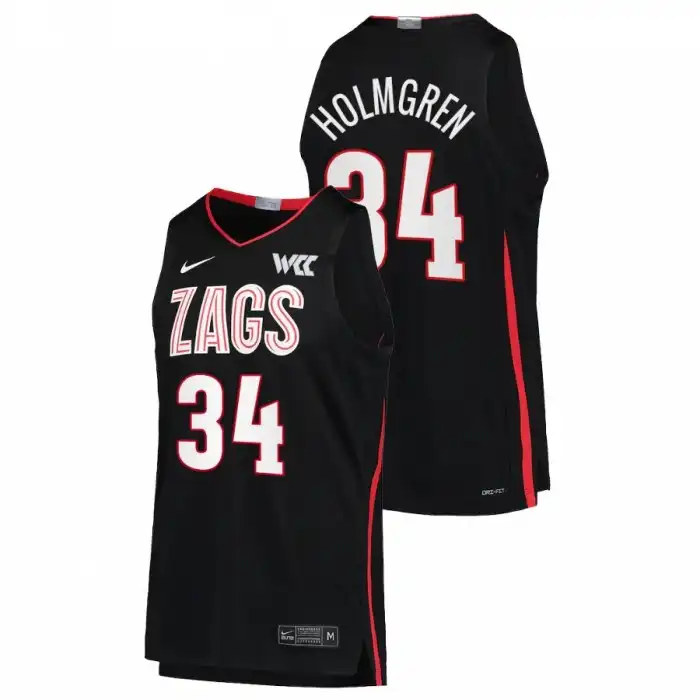 Men's Gonzaga Bulldogs Chet Holmgren #34 Black 2022 Limited College Basketball Jersey