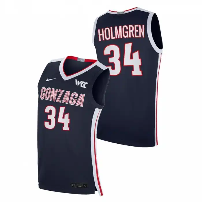 Men's Gonzaga Bulldogs Chet Holmgren #34 Navy 2021-22 Elite College Basketball Jersey