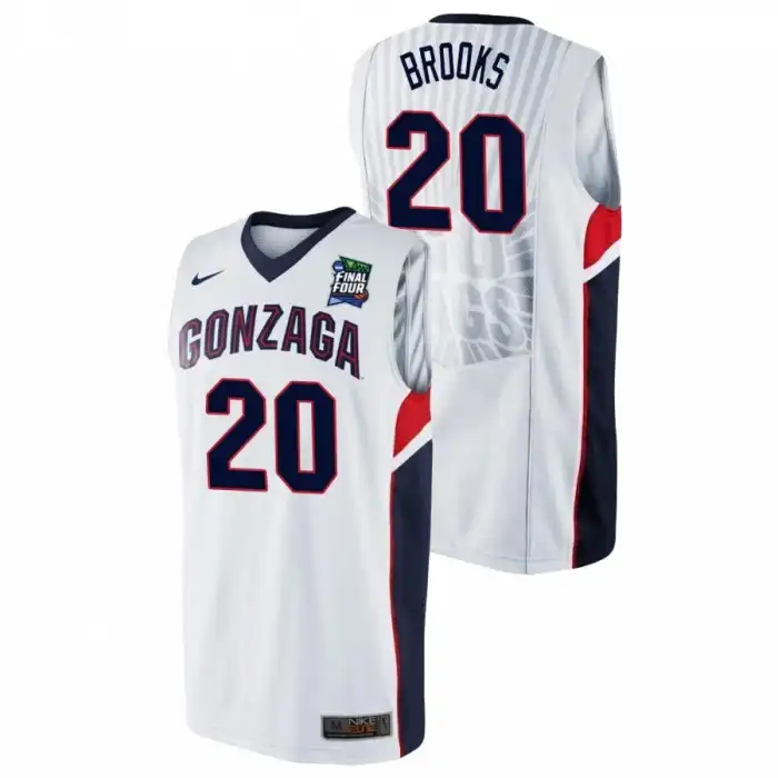 Men's Gonzaga Bulldogs Colby Brooks #20 2021 Final Four White College Basketball Jersey