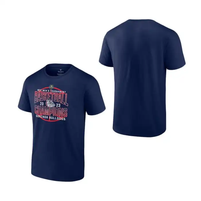 Men's Gonzaga Bulldogs Conference Tournament Champions Fanatics Branded 2023 WCC Navy College Basketball T-shirt