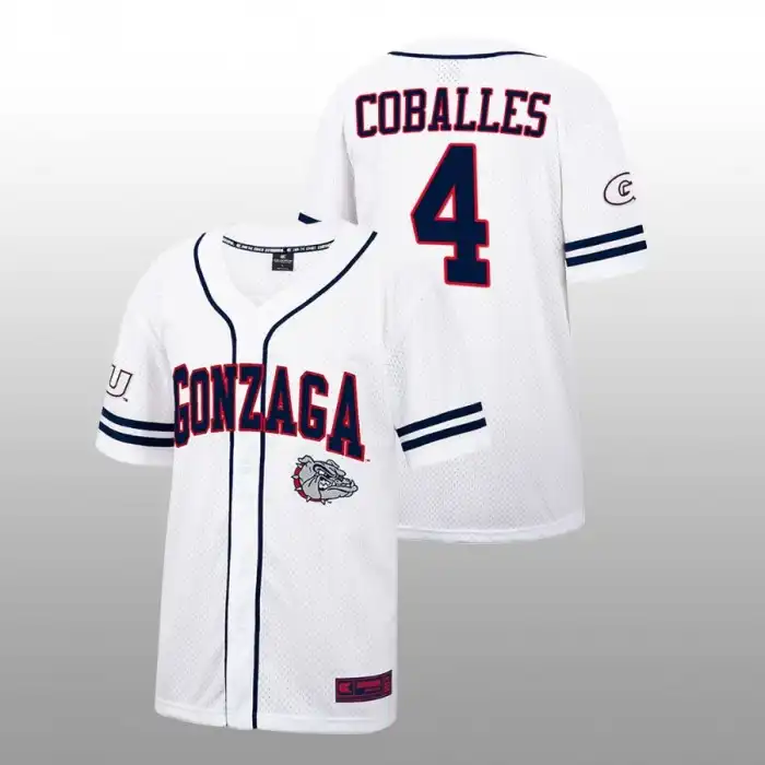 Men's Gonzaga Bulldogs Connor Coballes #4 Free Spirited White College Baseball Jersey