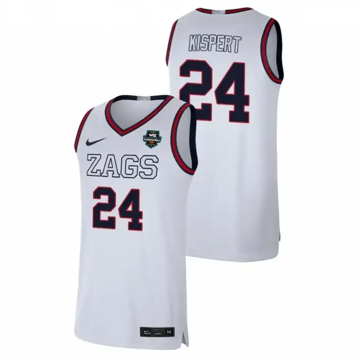 Men's Gonzaga Bulldogs Corey Kispert #24 2021 WCC White Limited Conference Tournament Champions College Basketball Jersey