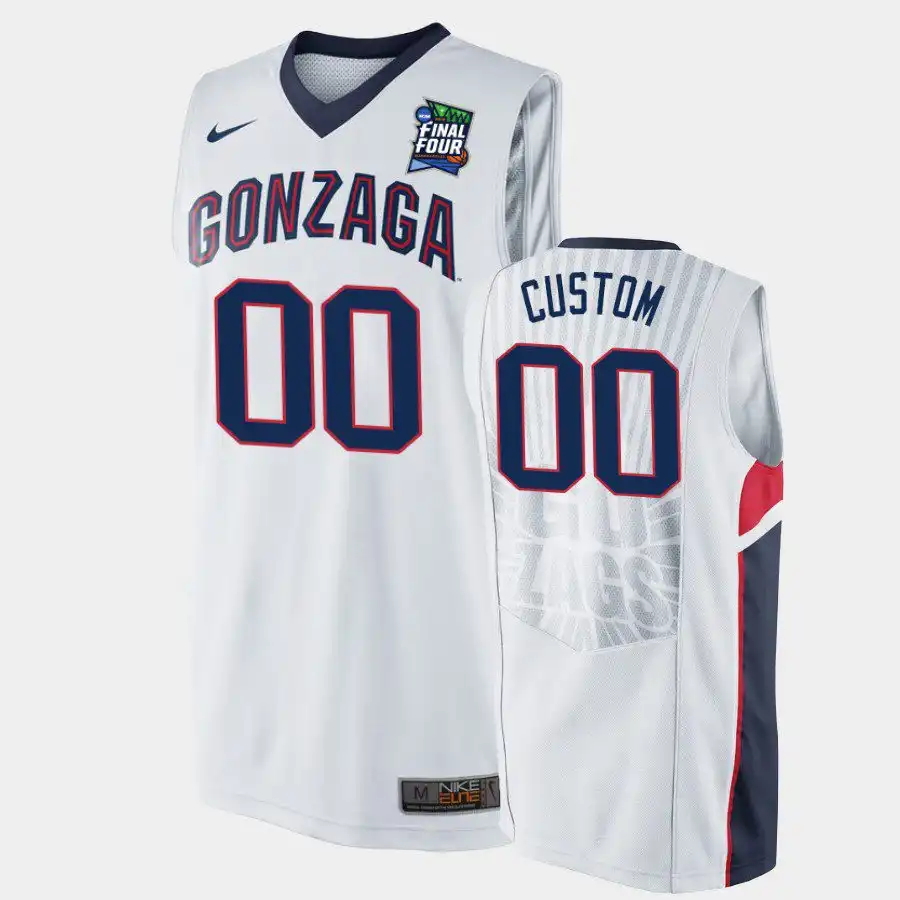 Men's Gonzaga Bulldogs Custom #00 2019 Final-Four White Replica College Basketball Jersey