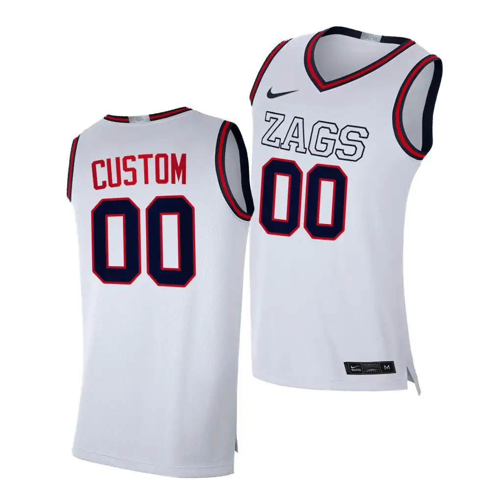 Men's Gonzaga Bulldogs Custom #00 2020-21 White Replica College Basketball Jersey