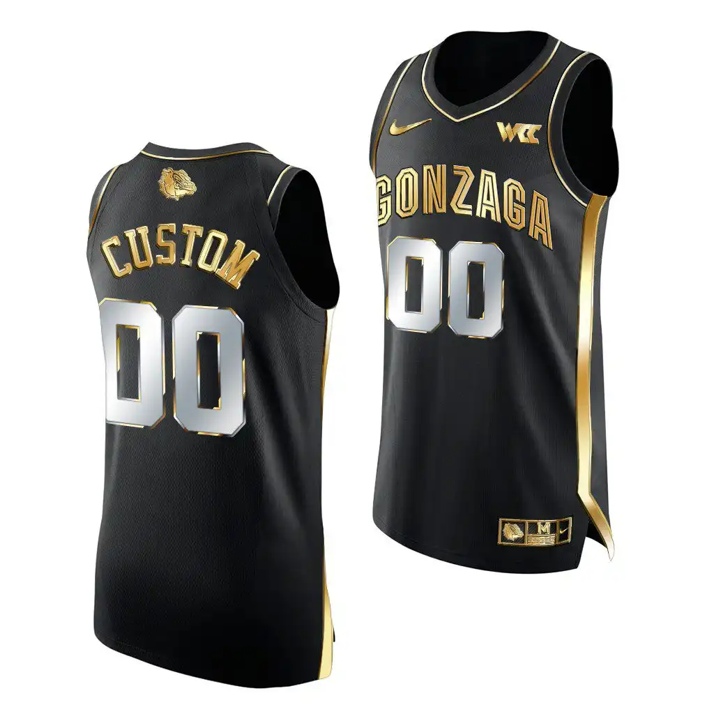 Men's Gonzaga Bulldogs Custom #00 Black Golden 2021 March Madness Authentic College Basketball Jersey