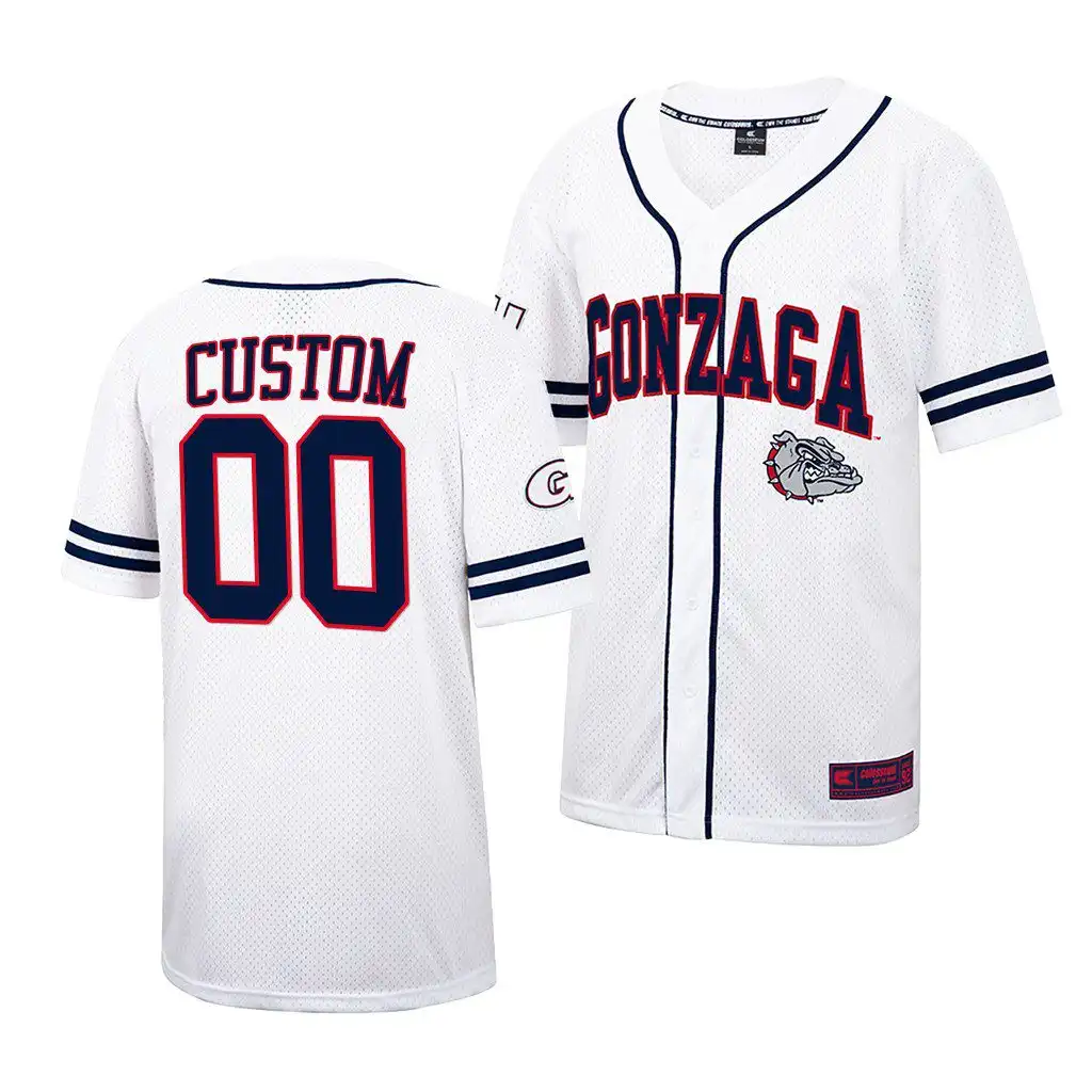 Men's Gonzaga Bulldogs Custom #00 Free Spirited 2022 White College Baseball Jersey