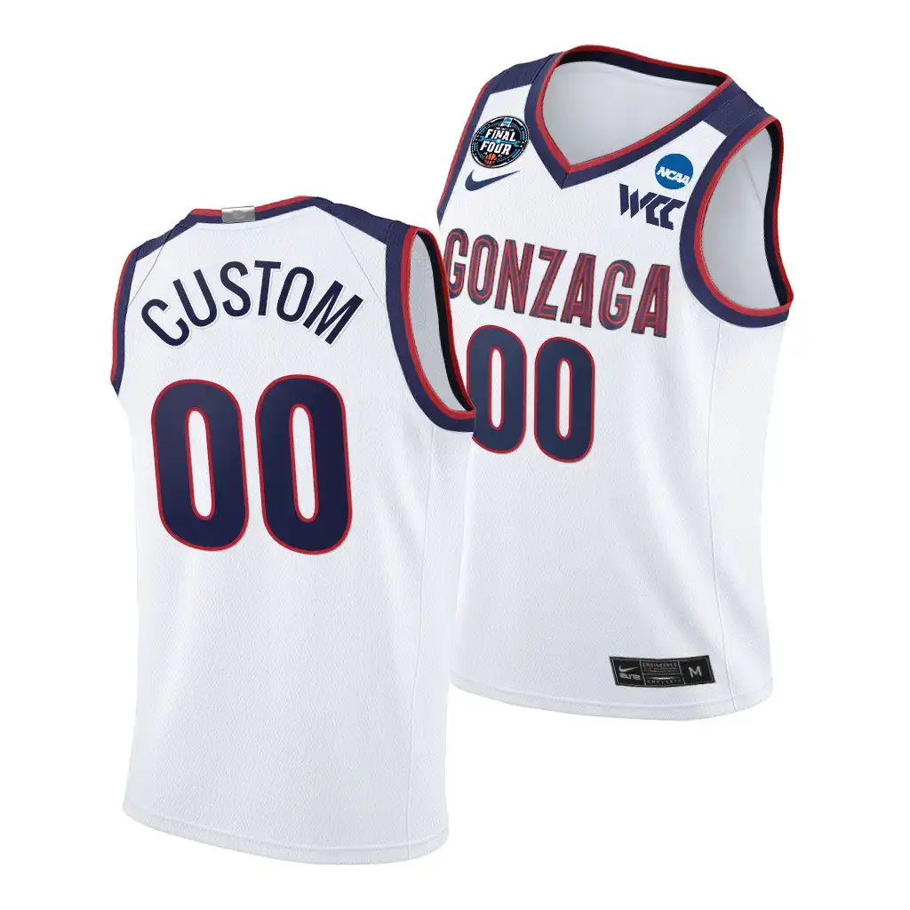 Men's Gonzaga Bulldogs Custom #00 White 2021 March Madness Final Four WCC College Basketball Jersey