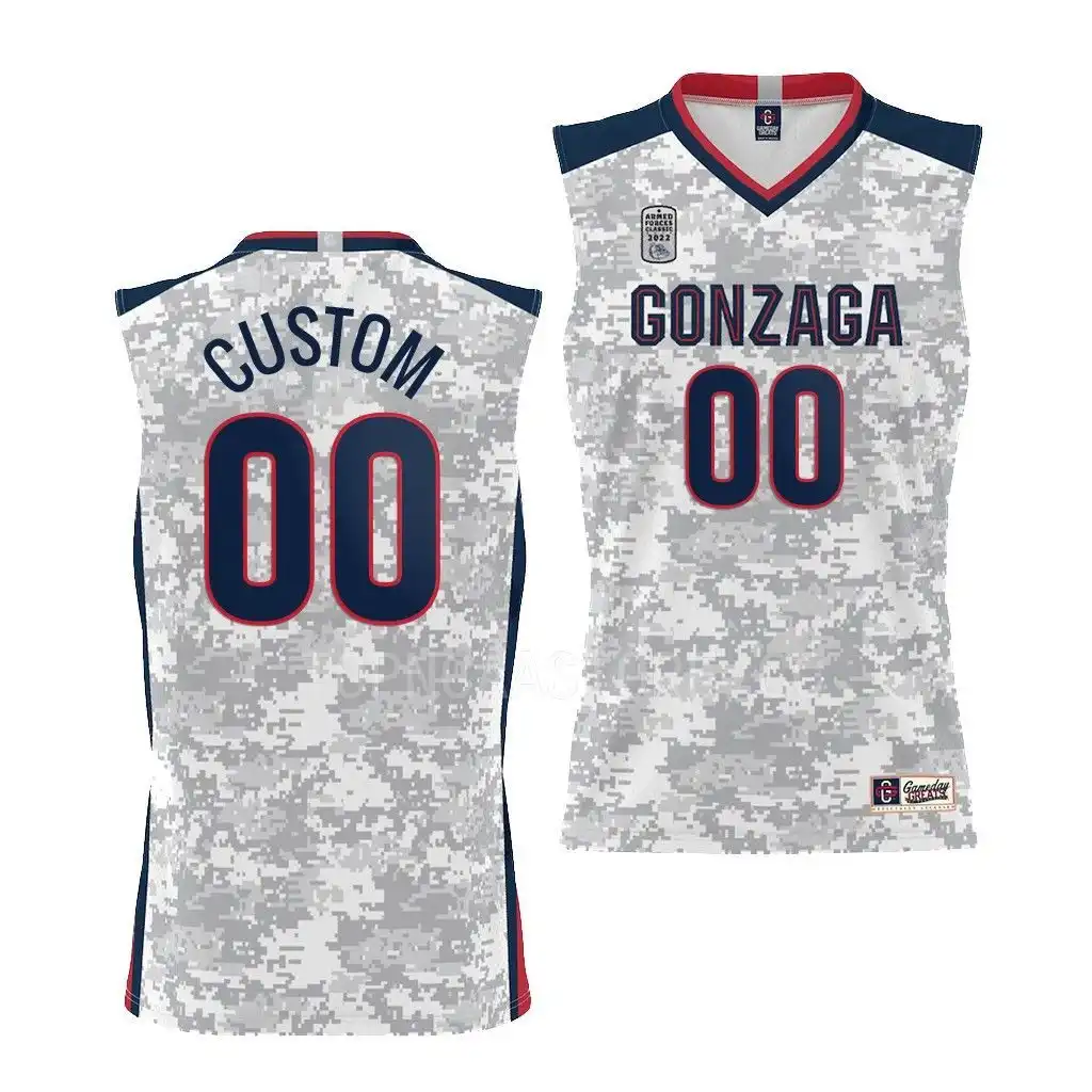 Men's Gonzaga Bulldogs Custom #00 White 2022 Carrier Classic Armed Forces Day College Basketball Jersey