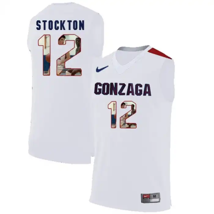 Men's Gonzaga Bulldogs David Stockton #12 with Player Pictorial White College Basketball Jersey