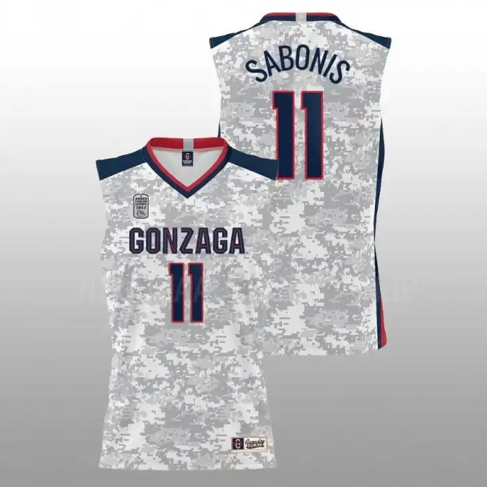 Men's Gonzaga Bulldogs Domantas Sabonis #11 2022 Carrier Classic Armed Forces Day White College Basketball Jersey