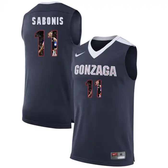 Men's Gonzaga Bulldogs Domantas Sabonis #11 Blue Dark with Player Pictorial College Basketball Jersey