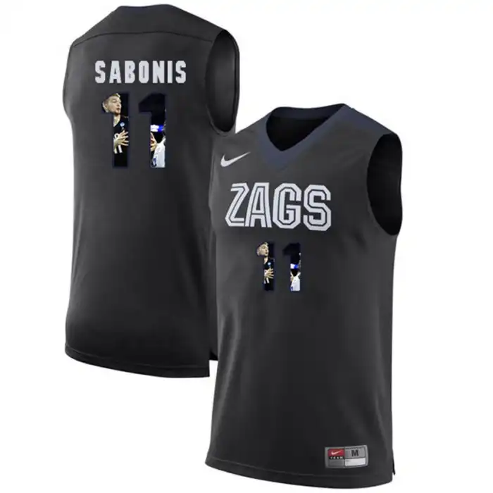 Men's Gonzaga Bulldogs Domantas Sabonis #11 with Player Pictorial Black College Basketball Jersey