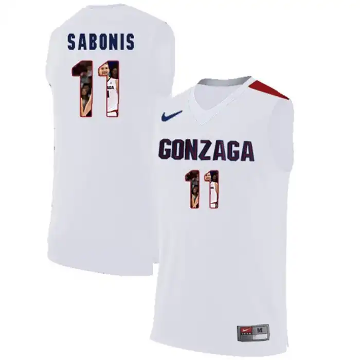 Men's Gonzaga Bulldogs Domantas Sabonis #11 with Player Pictorial White College Basketball Jersey