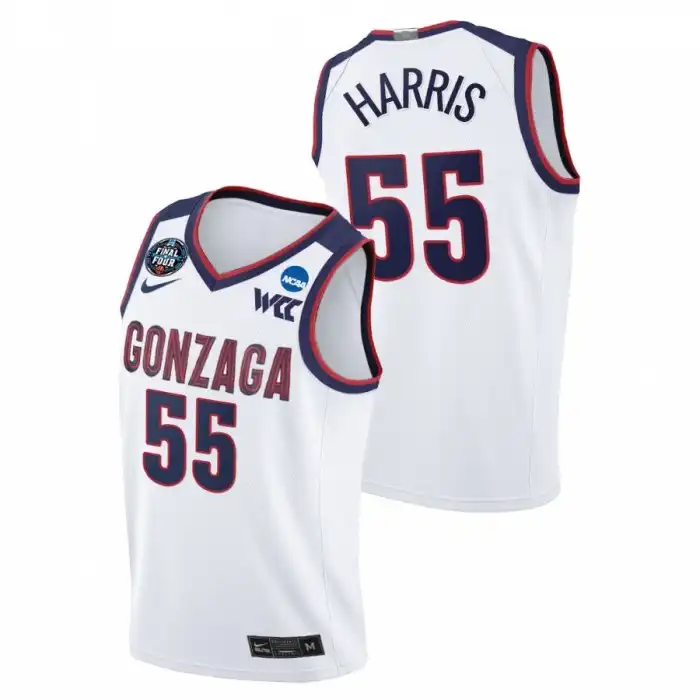 Men's Gonzaga Bulldogs Dominick Harris #55 2021 March Madness Final Four WCC White College Basketball Jersey