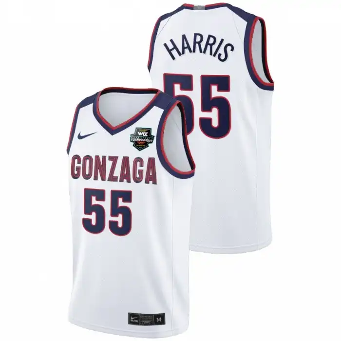 Men's Gonzaga Bulldogs Dominick Harris #55 Limited White Conference Tournament Champions 2021 WCC Mens College Basketball Jersey