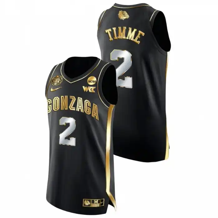 Men's Gonzaga Bulldogs Drew Timme #2 2021 March Madness Final Four Black Authentic Golden College Basketball Jersey