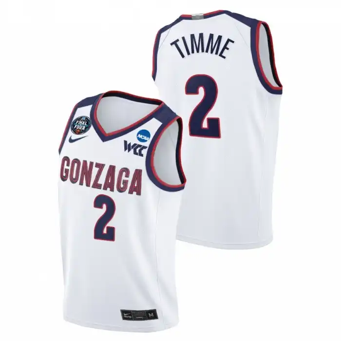 Men's Gonzaga Bulldogs Drew Timme #2 2021 March Madness Final Four WCC White College Basketball Jersey