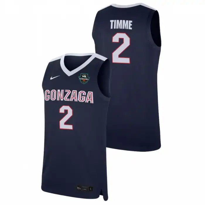 Men's Gonzaga Bulldogs Drew Timme #2 2021 WCC Navy Replica Conference Tournament Champions College Basketball Jersey