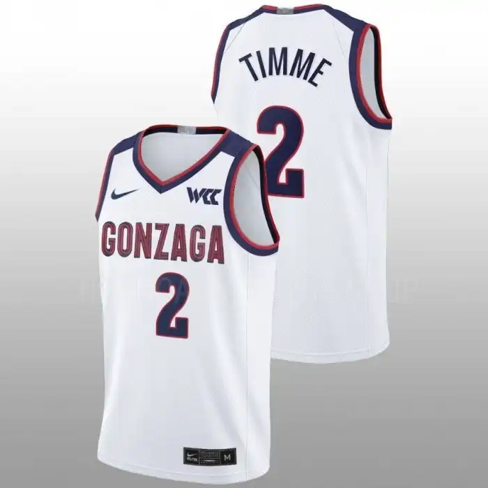 Men's Gonzaga Bulldogs Drew Timme #2 2022-23 White College Basketball Jersey