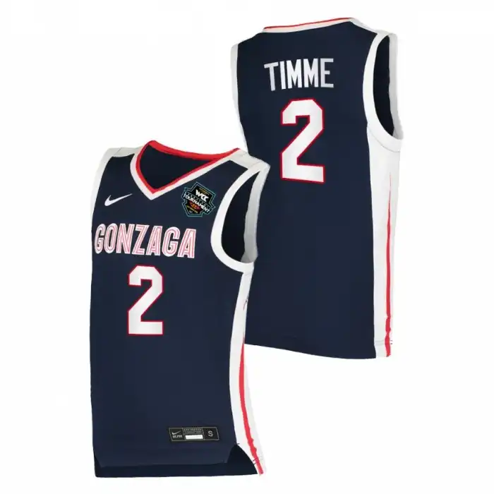 Men's Gonzaga Bulldogs Drew Timme #2 Elite Navy Conference Tournament Champions 2021 WCC Mens College Basketball Jersey