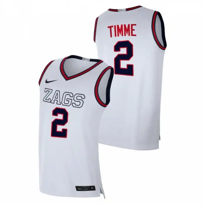 Men's Gonzaga Bulldogs Drew Timme #2 White 2020-21 Replica College Basketball Jersey